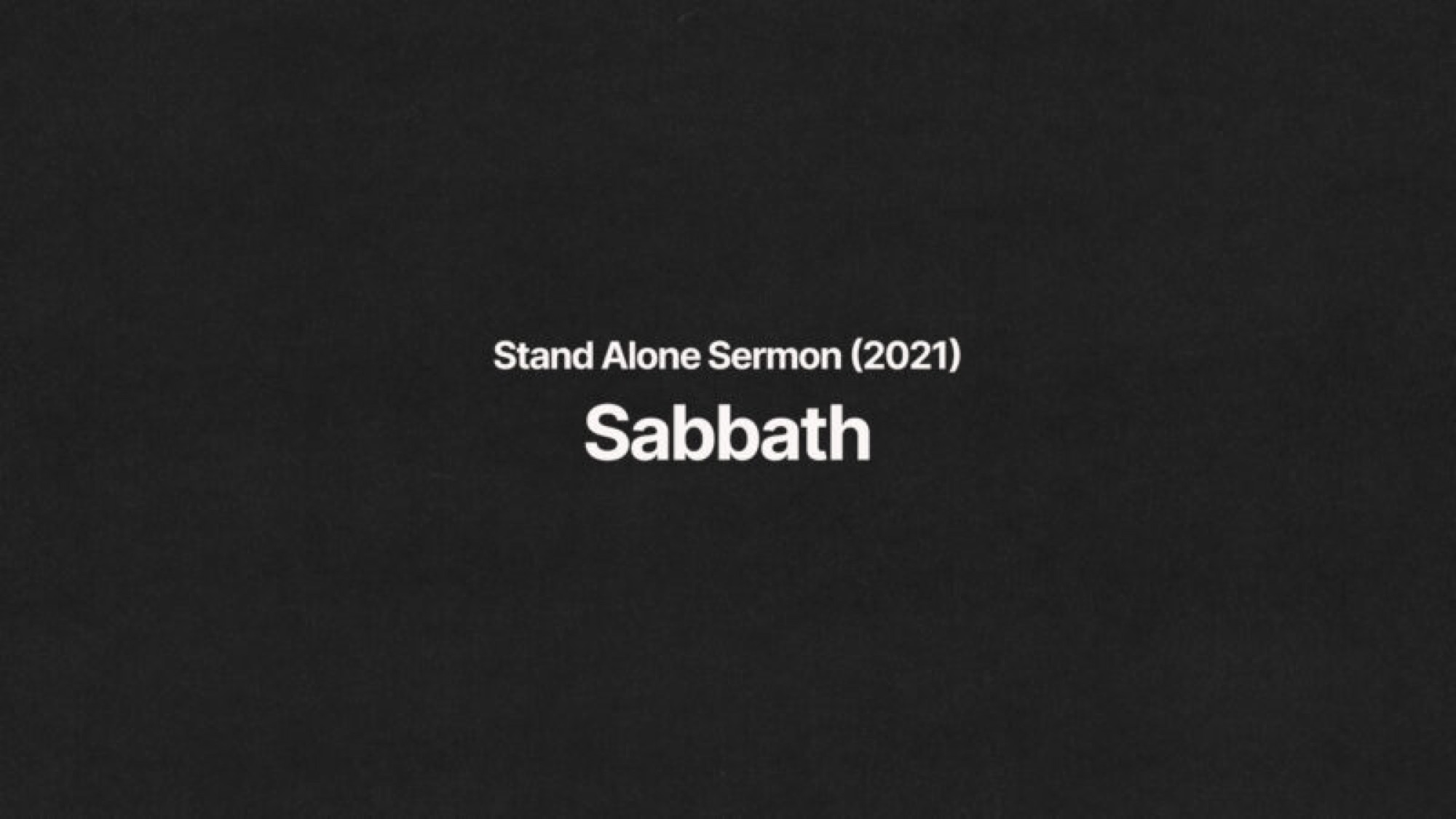 Stand Alone: Sabbath
